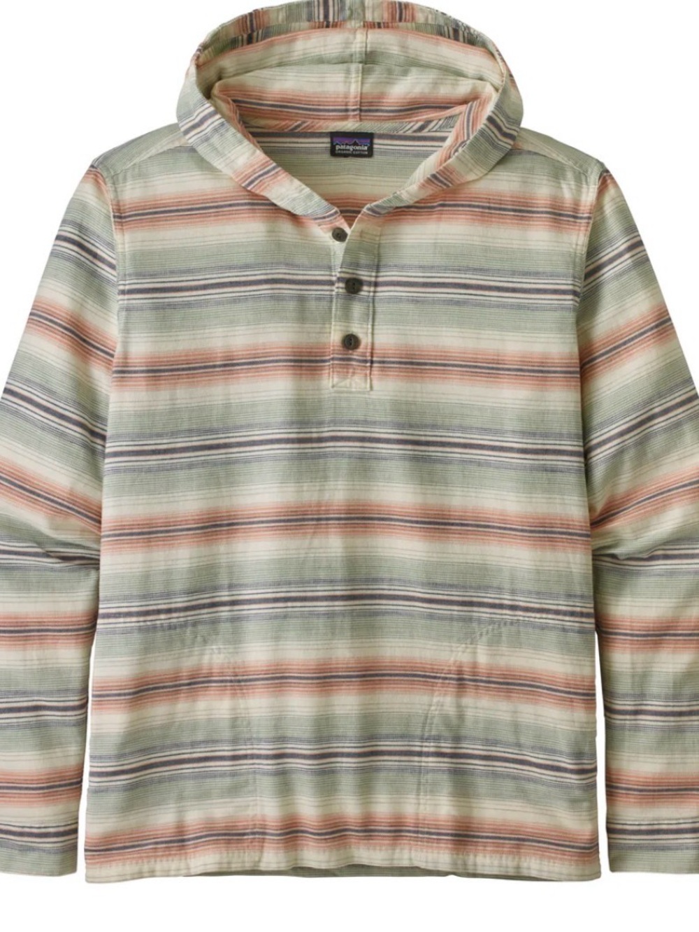Patagonia Fjord Flannel Hooded Pullover - Sage, Coral & Navy - MED